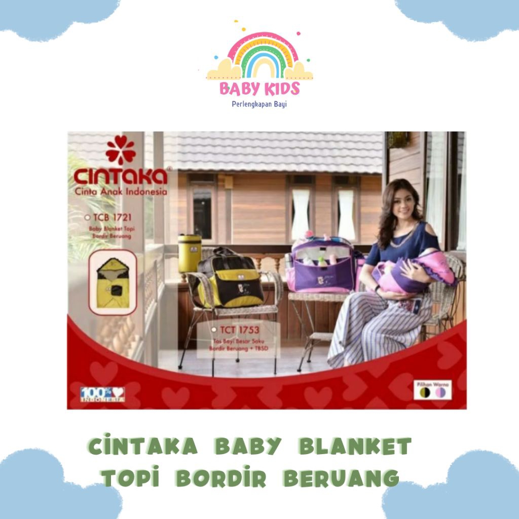 cintaka baby blanket topi bordir beruang