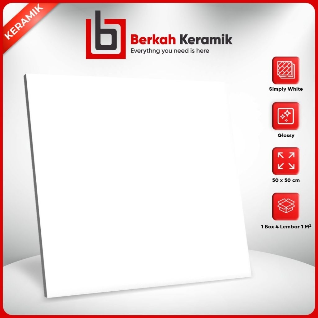 Keramik Cutting Glossy 50x50 Glossy White