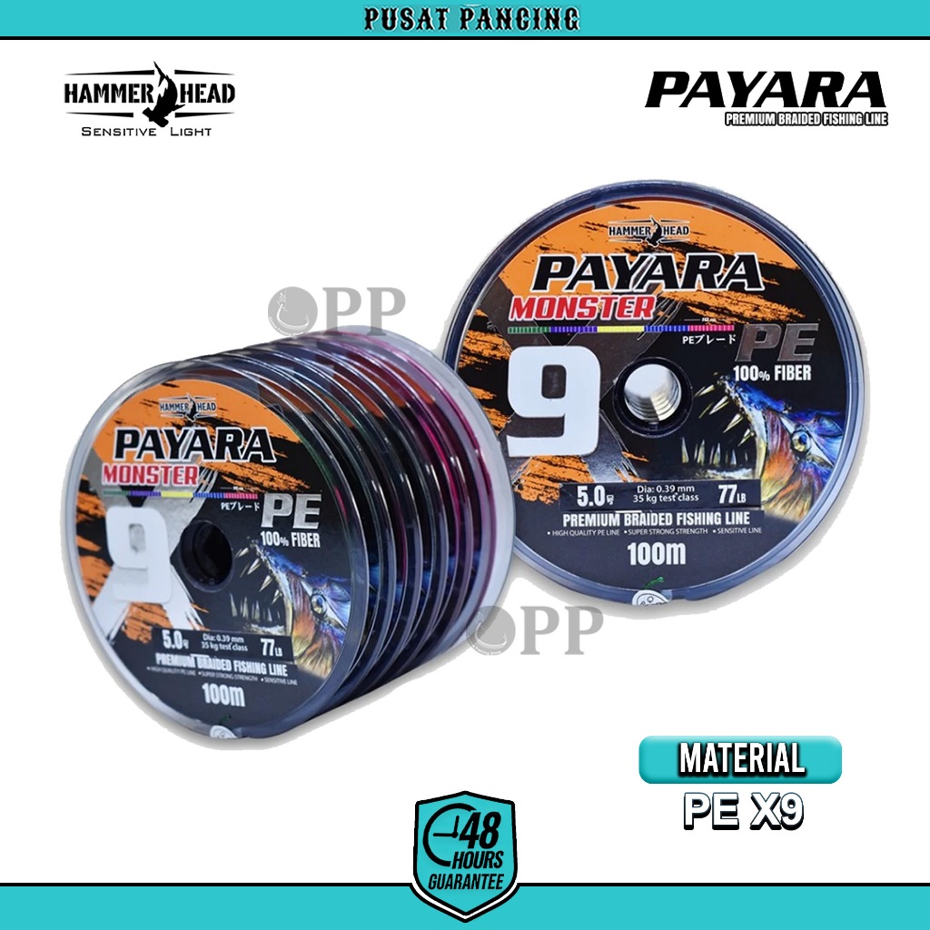 PUSATPANCING5 - HAMMER HEAD Senar Pancing PE PAYARA X9 Monster Multicollor 100% PE Fiber Connecting 