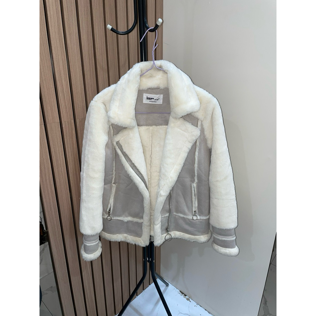 preloved jeket winter kulit bulu