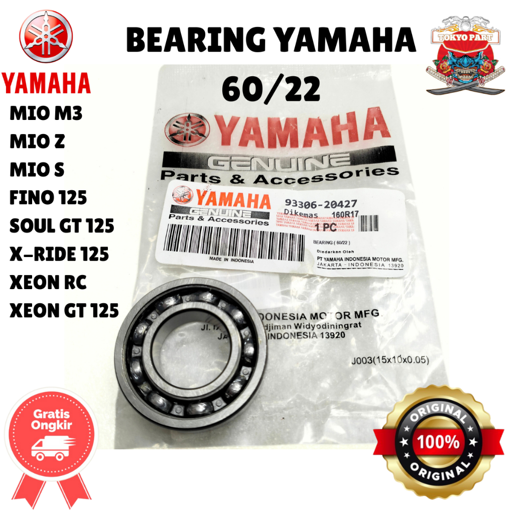 BEARING YAMAHA YGP 60/22 MIO M3 Z S FINO 125 SOUL GT 125 XRIDE 125 XEON RC GR 125