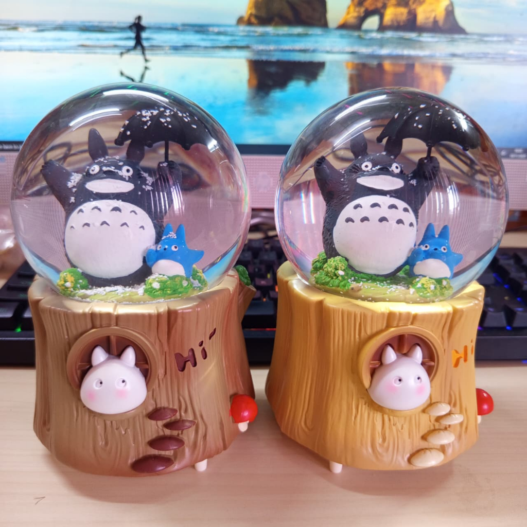 Totoro bola salju music box snow globe ghibli