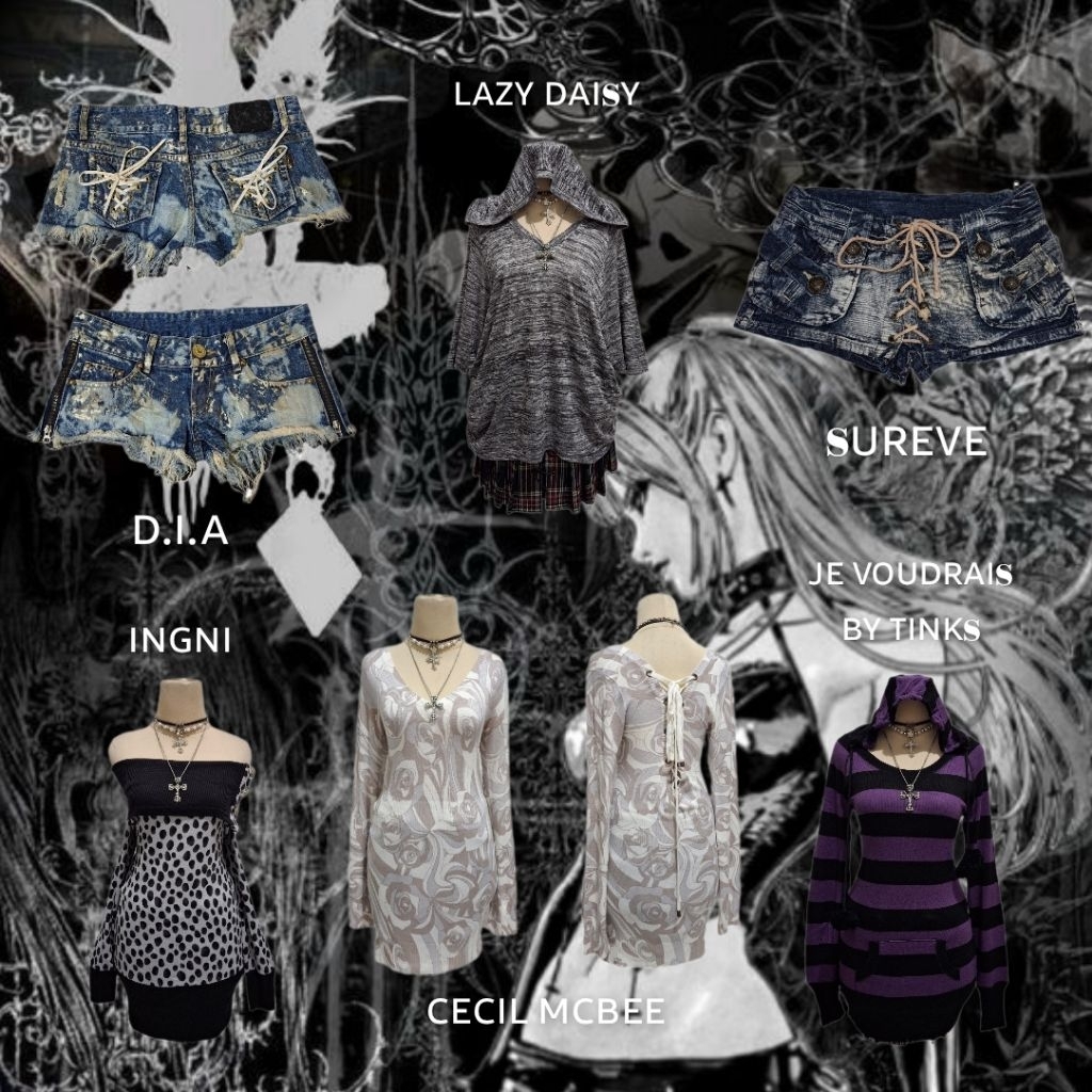 VOL. 116 y2k grunge ghotic 2000s coquette fairycore gipsy hotpants long sleeve top tshirt tanktop ca