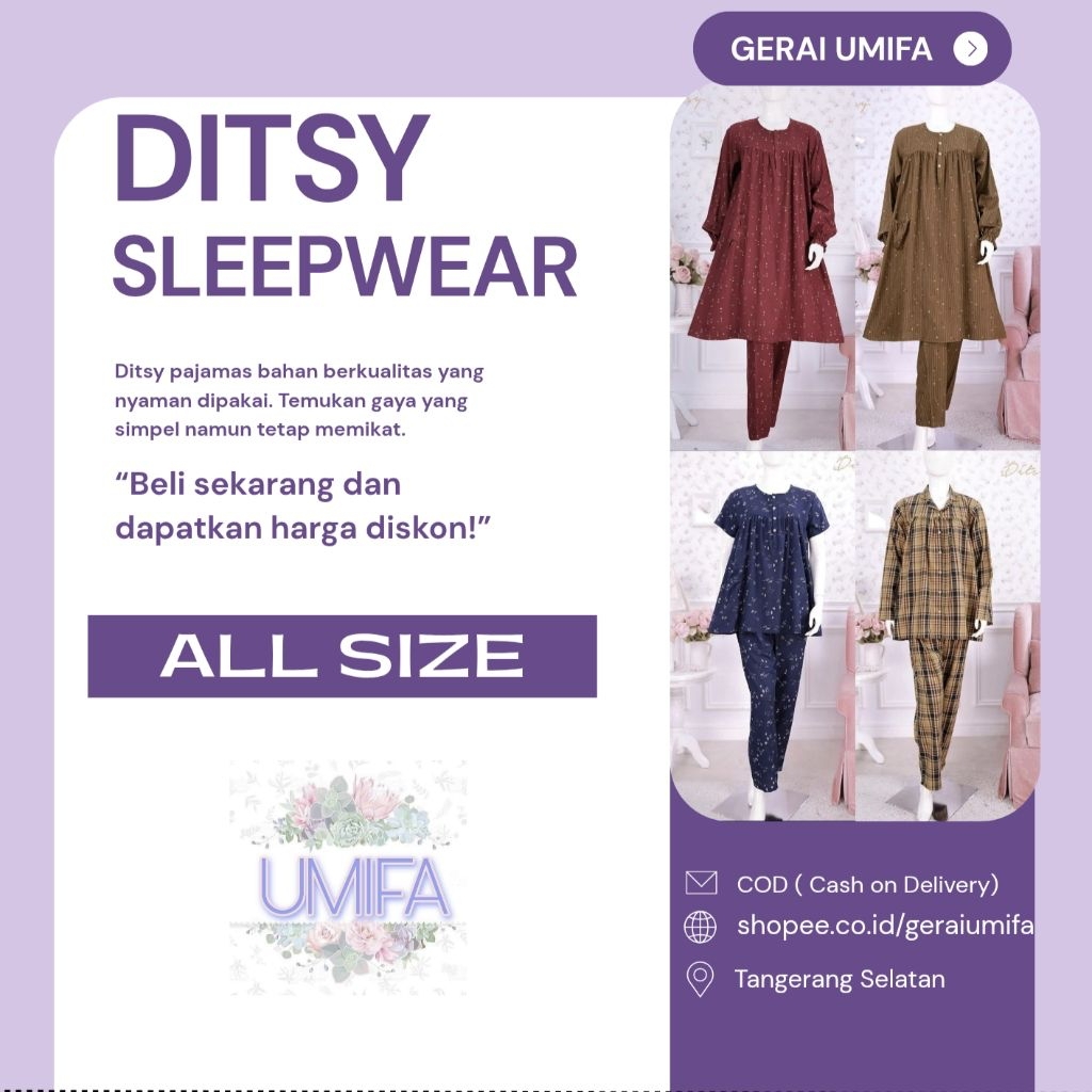 Pajamas Tunik Ditsy  2026 Neira Pajamas, Cady, Delcy Pajamas Tillie Pajamaa Fraise Pajamas Rayon Pre
