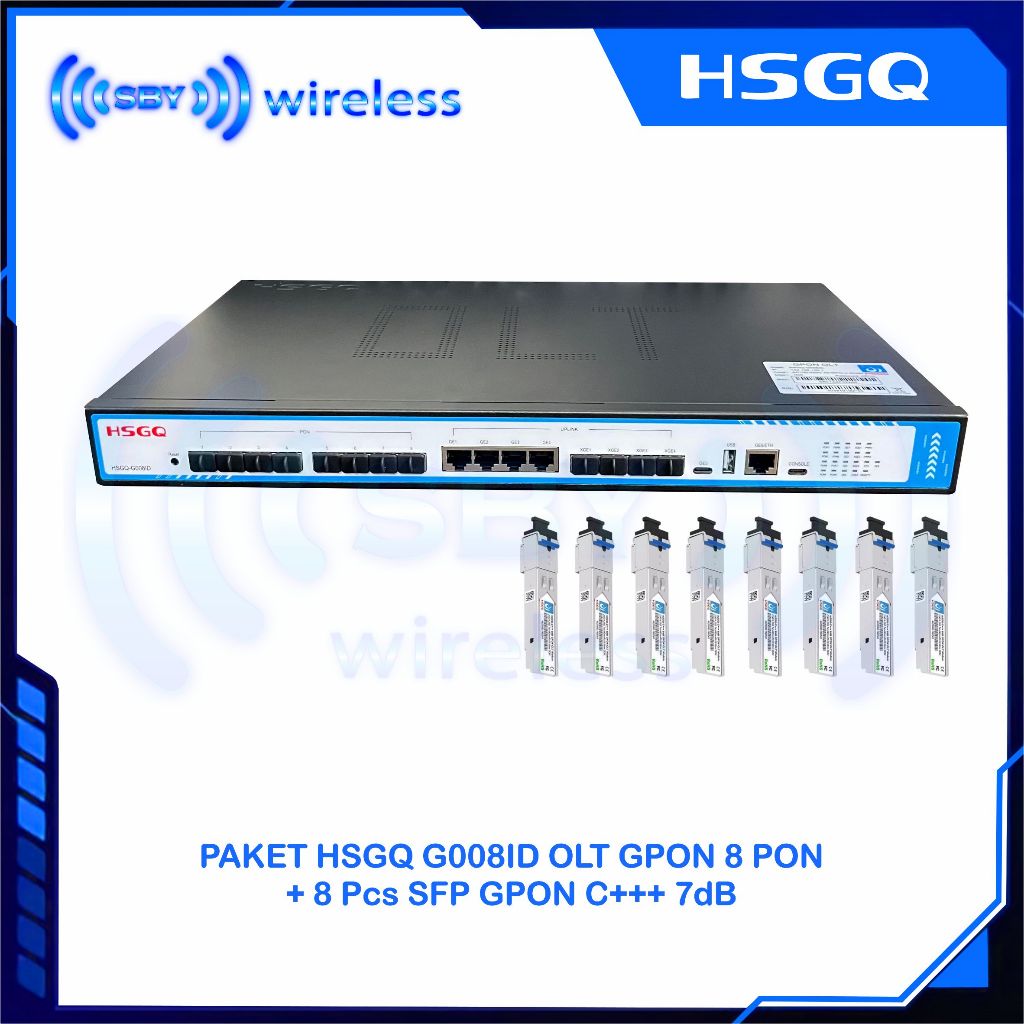 olt hsgq gpon g008id 8pon port dan sudah termasuk hsgq sfp c+++ 7db