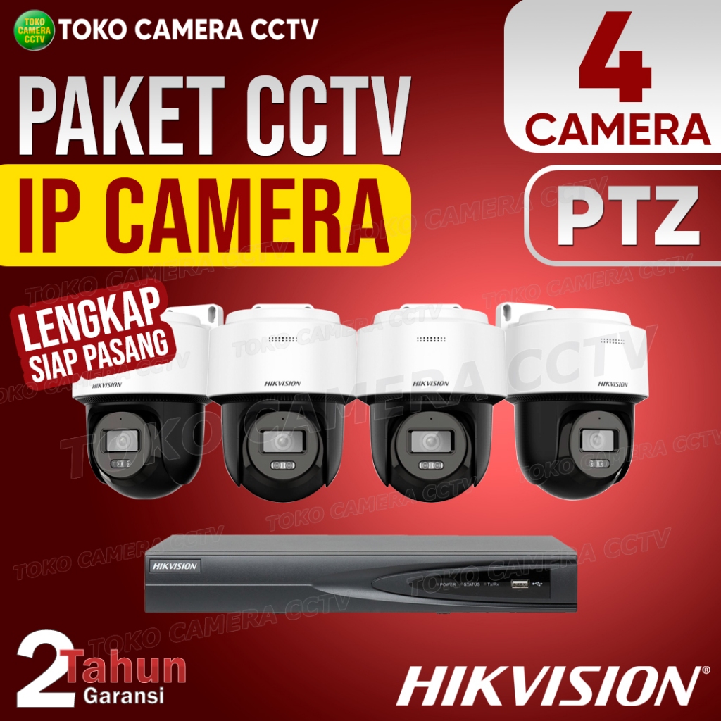PAKET CCTV IP CAMERA PTZ HIKVISION 2MP 4MP 4 CHANNEL 4 KAMERA