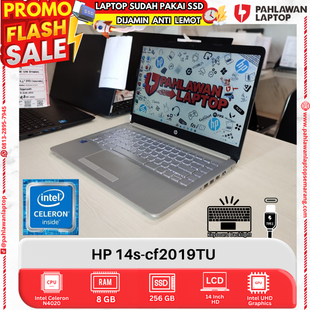 LAPTOP HP 14s-cf2019TU Intel Celeron N4020 RAM 8GB SSD 256GB