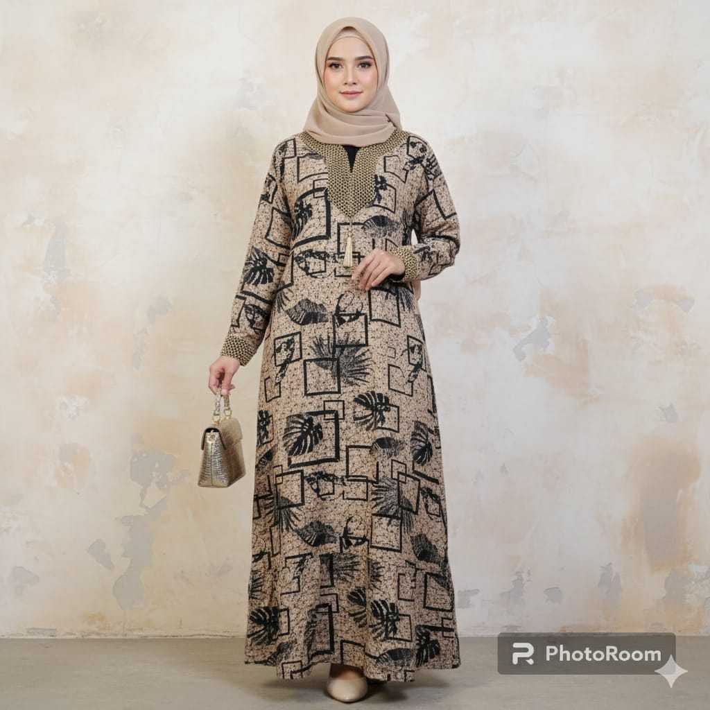 NEW Daster Belvina Dress Rayon Rempel Busui Lengan Panjang Homedress Batik