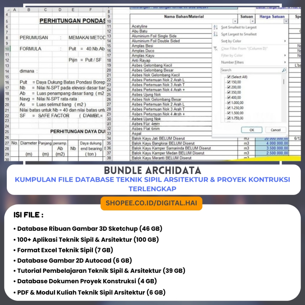 ArchiData Kumpulan File Database Teknik Sipil Arsitektur & Proyek Kontruksi Terlengkap & Terupdate D