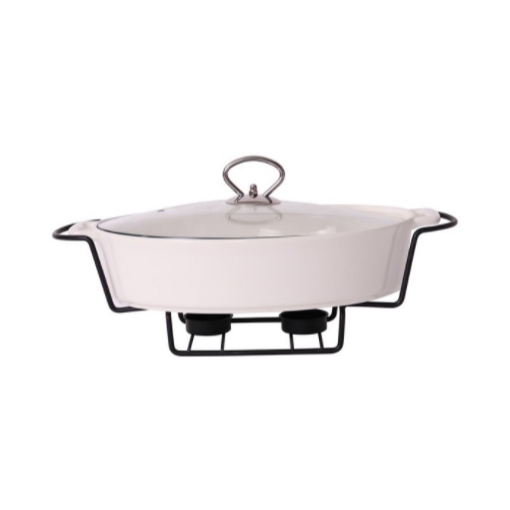 Appetite 28 Cm Casserole Penghangat Makanan Porcelain Oval - Putih