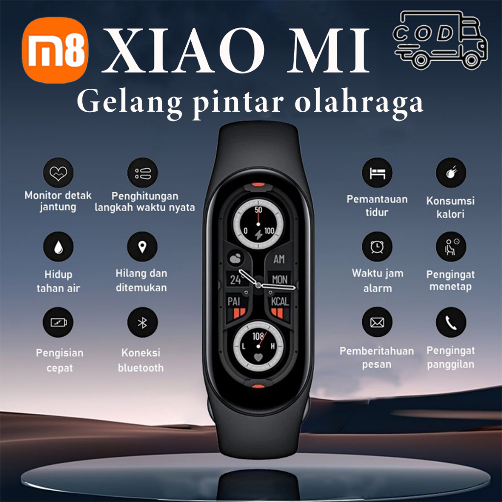 [COD]Jam Tangan Pintar xiaomi M8 - Tahan Air IP67 - Jam Tangan Olahraga - Jam Tangan Pria/Wanita