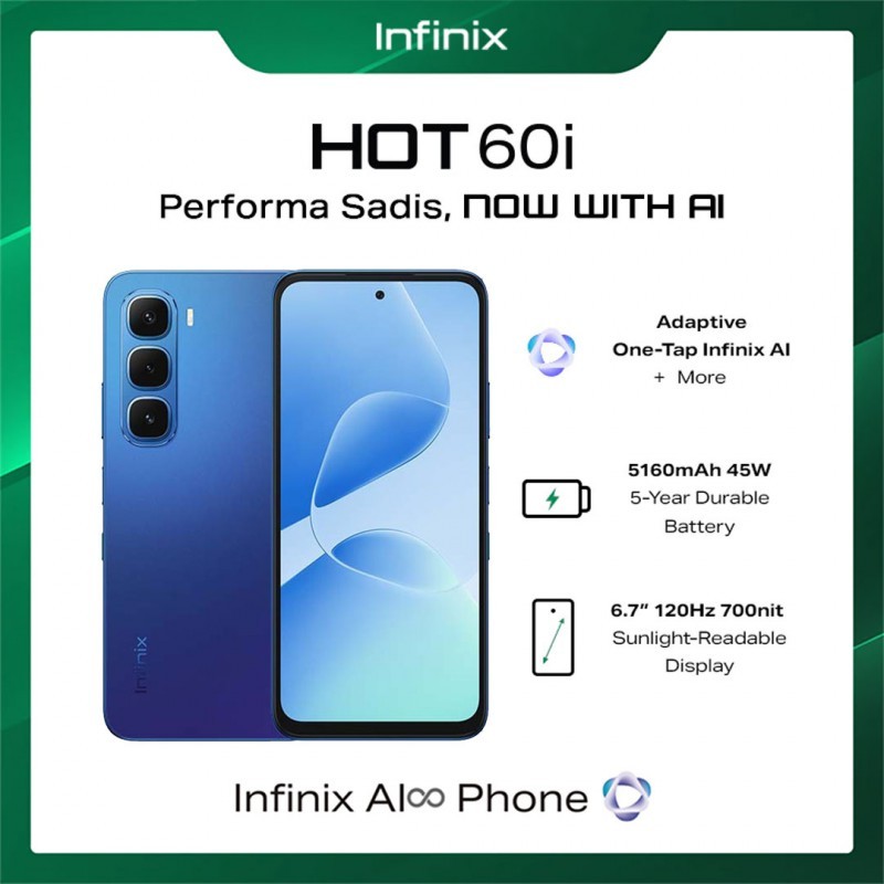 HP INFINIX HOT 60I (HOT 60I 8+8/256) GARANSI RESMI INDONESIA
