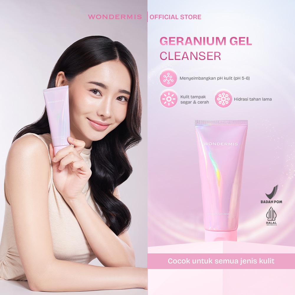 WONDERMIS Geranium Gel Cleanser | 100 ml | Gentle Facial Wash Whitening Sabun Cuci Muka Anti Aging L