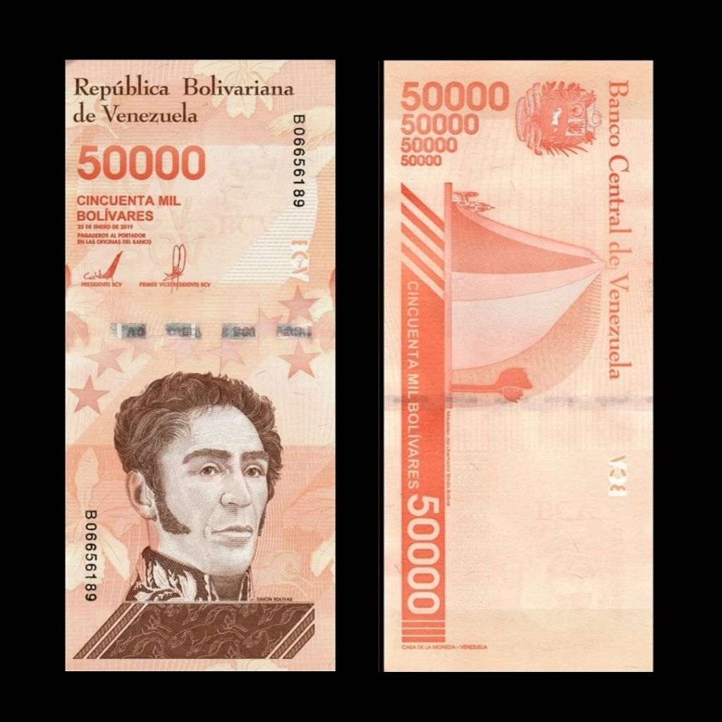 UANG ASING VENEZUELA 50000 BOLIVARES 2019 UNC GRESS ORIGINAL
