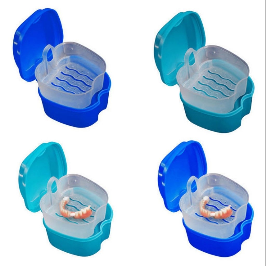 Kotak Gigi Palsu Lapis 2 Denture Box 2in1 Tempat Gigi Palsu Retainer