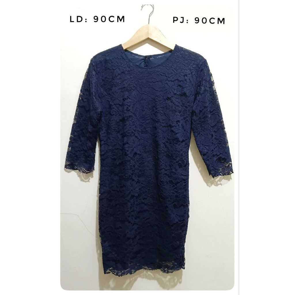 Dress Brokat Biru Navy