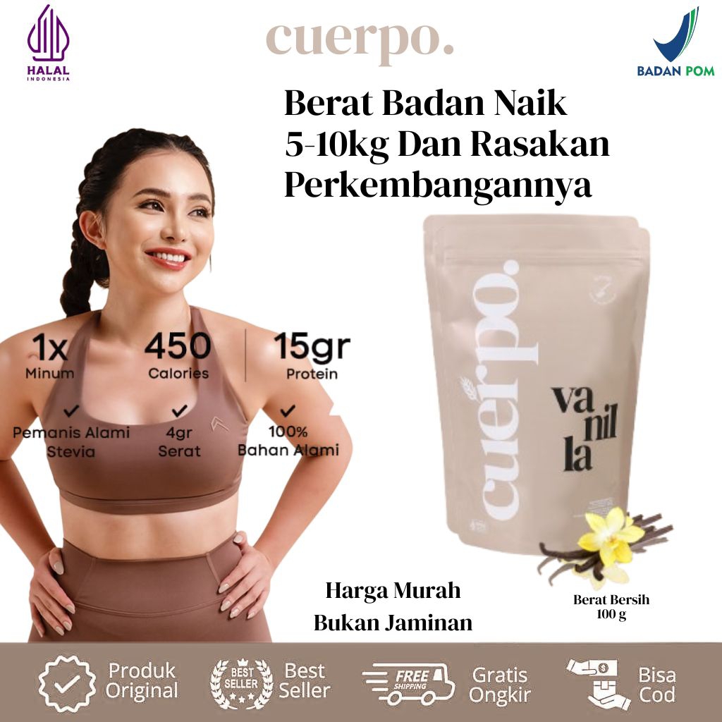 CUERPO Susu Vanila Kalsium Penggemuk Badan Alami Cocok Untuk Bulking Tanpa Pengawet