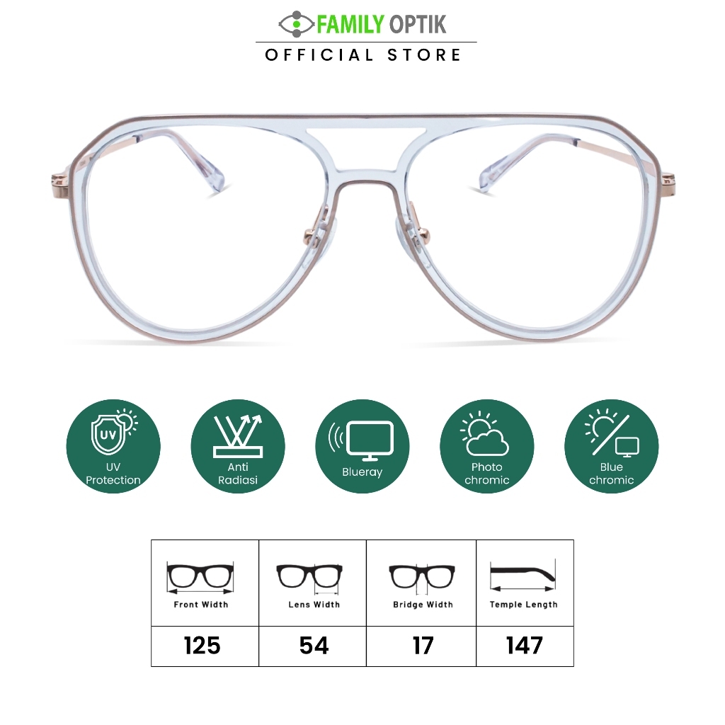 Family Optik - Kacamata Vintage Blueray Photocromic Anti Radiasi 20548