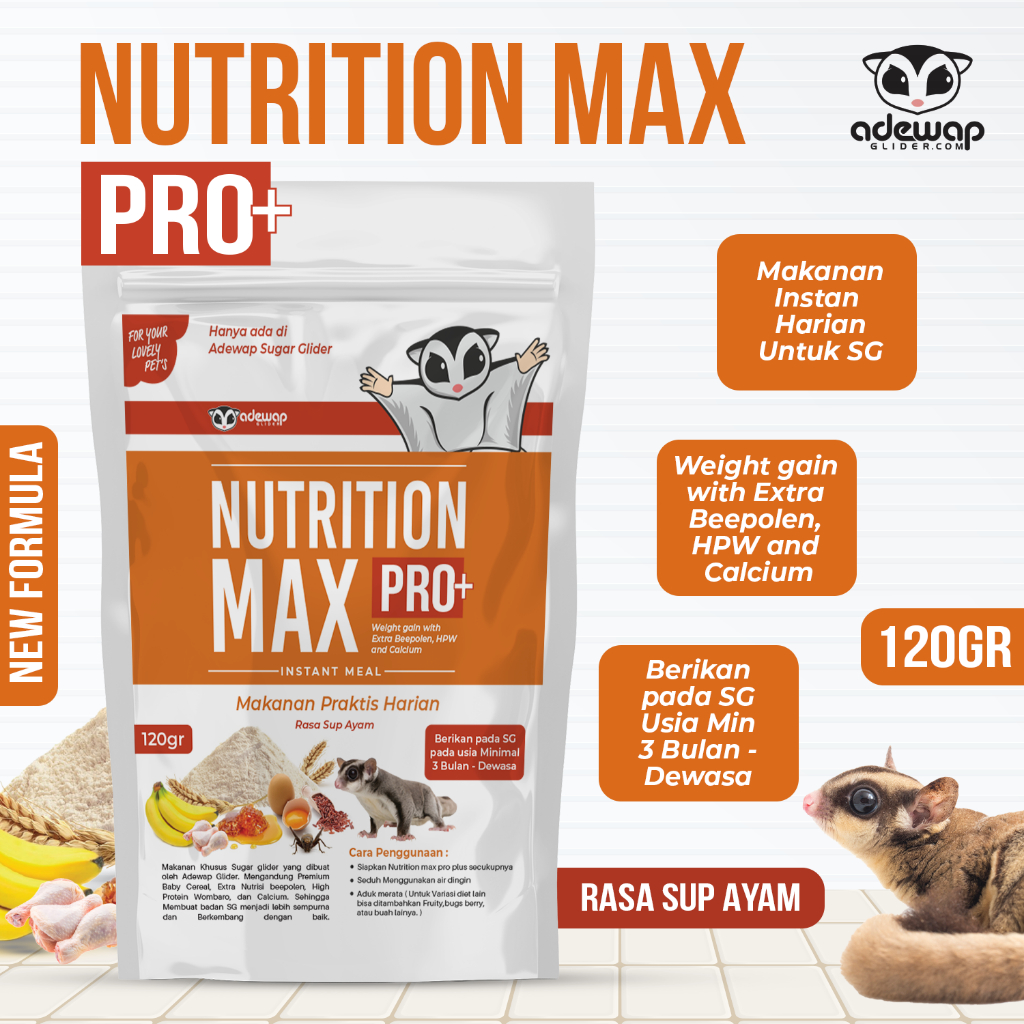 ADEWAP GLIDER Nutrition Max Pro Plus Makanan Harian Nutrisi Sugar Glider Rasa Sup Ayam