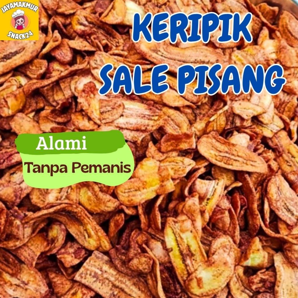 Keripik pisang sale kering manis alami / cemilan sale pisang kering 500 gram