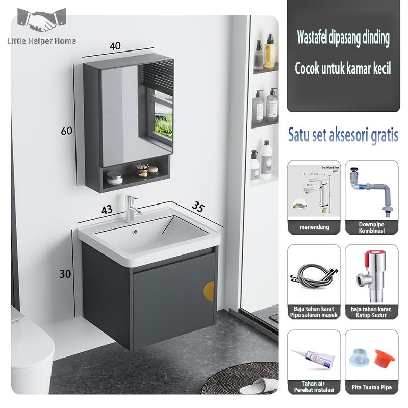 wastafel gantung set  43CM/50CM kabinet wastafel aluminium wastafel kecil wastafel keramik wastafel 