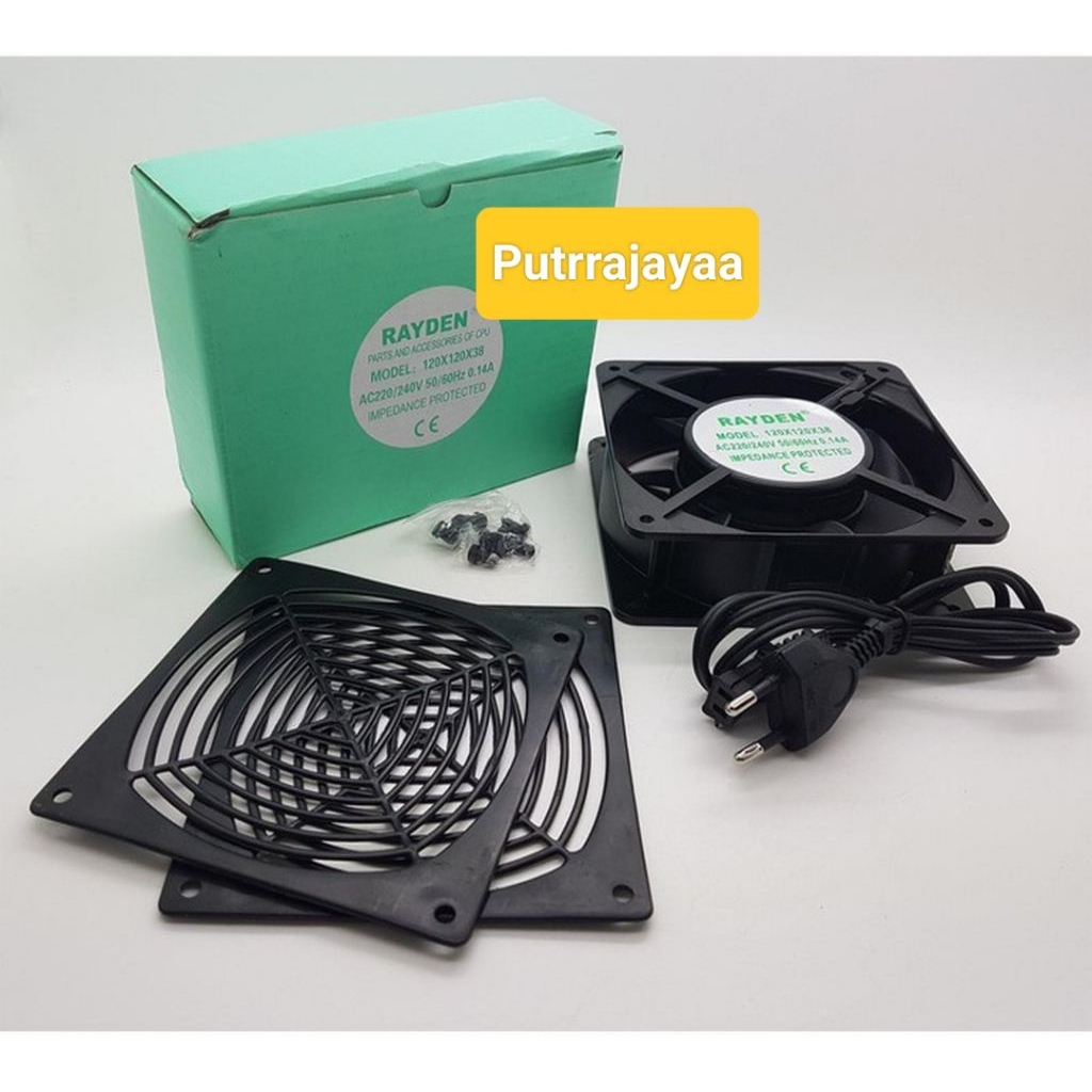 Kipas Rayden 12x12 cm AC 220V + Kabel Colokan / Kipas 12cm AC 220V Merek Rayden