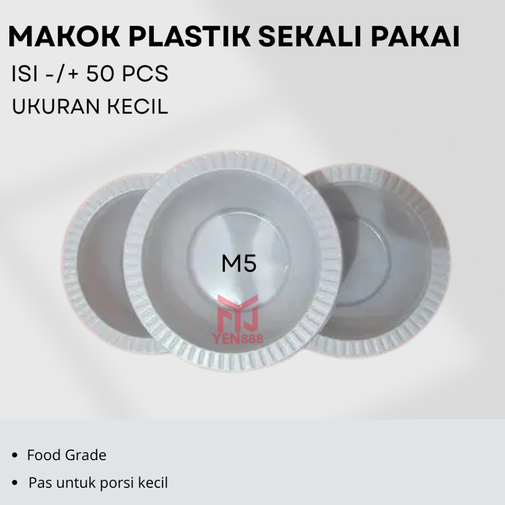Mangkok Plastik Kecil Putih susu / mangkok plastik M5 isi 50 pcs