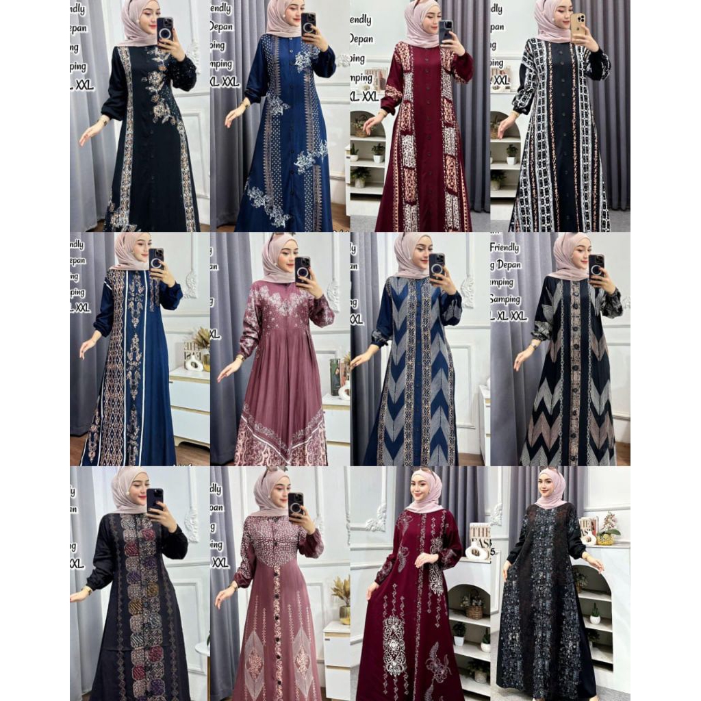 PN READY SIAP KIRIM GAMIS TWILL ORI MOTIF CAP MALAMAN DAILY DRESS BEST SELLER