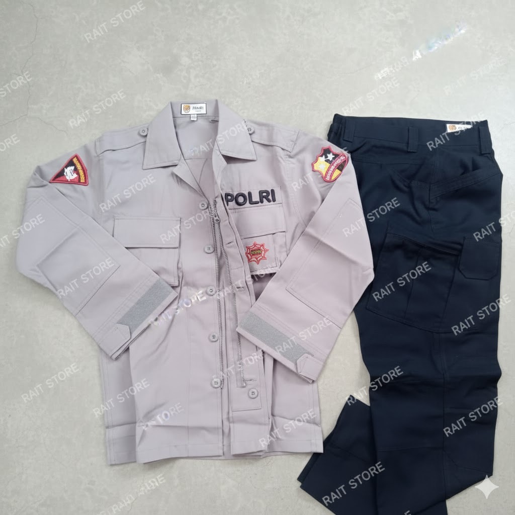 SETELAN BAJU PDL JATAH POLRI PDLT A1 SERAGAM DALMAS BRIMOB SABHARA BAHAN RIPSTOK