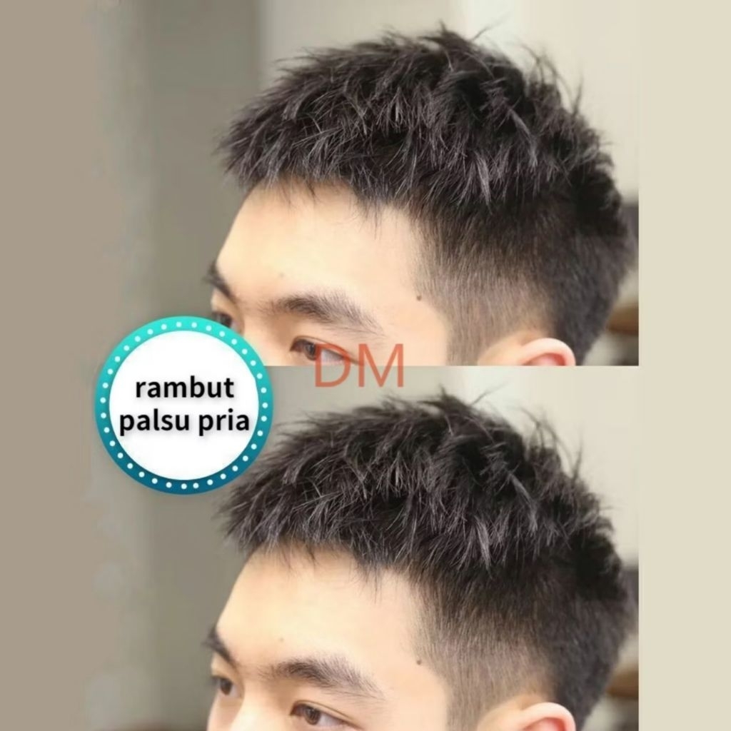Pria Wig Pria Rambut Pendek Versi Korean Rambut Tampan inch Kepala Botak Pengganti Rambut Palsu Penu
