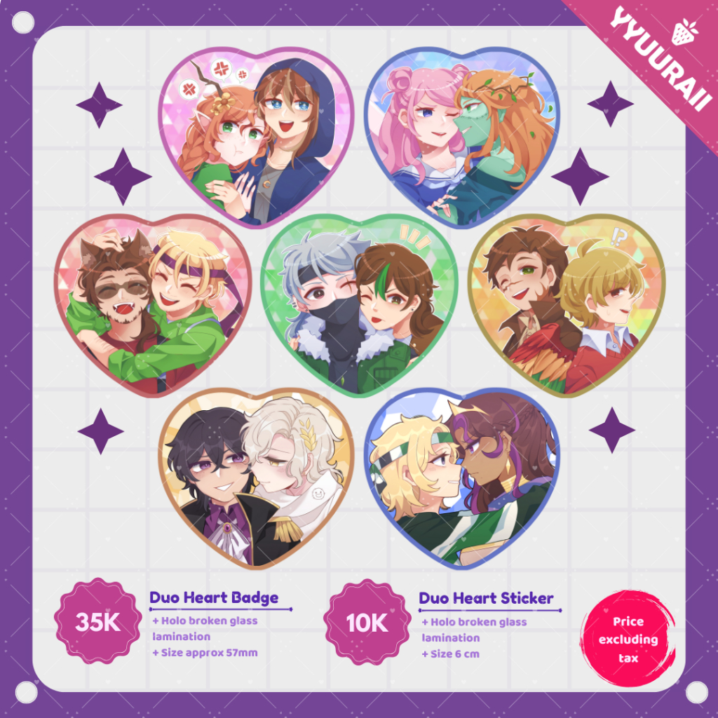 MCYT Traffic Life Series Parkour Civilization State SMP || Duo Heart Pin and Sticker || yyuuraii