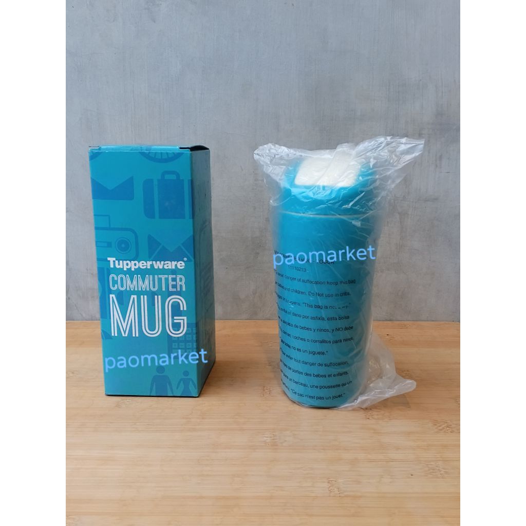 tupperware commuter mug 360 ml warna biru tosca new original - thermos termos tuperware untuk hiking