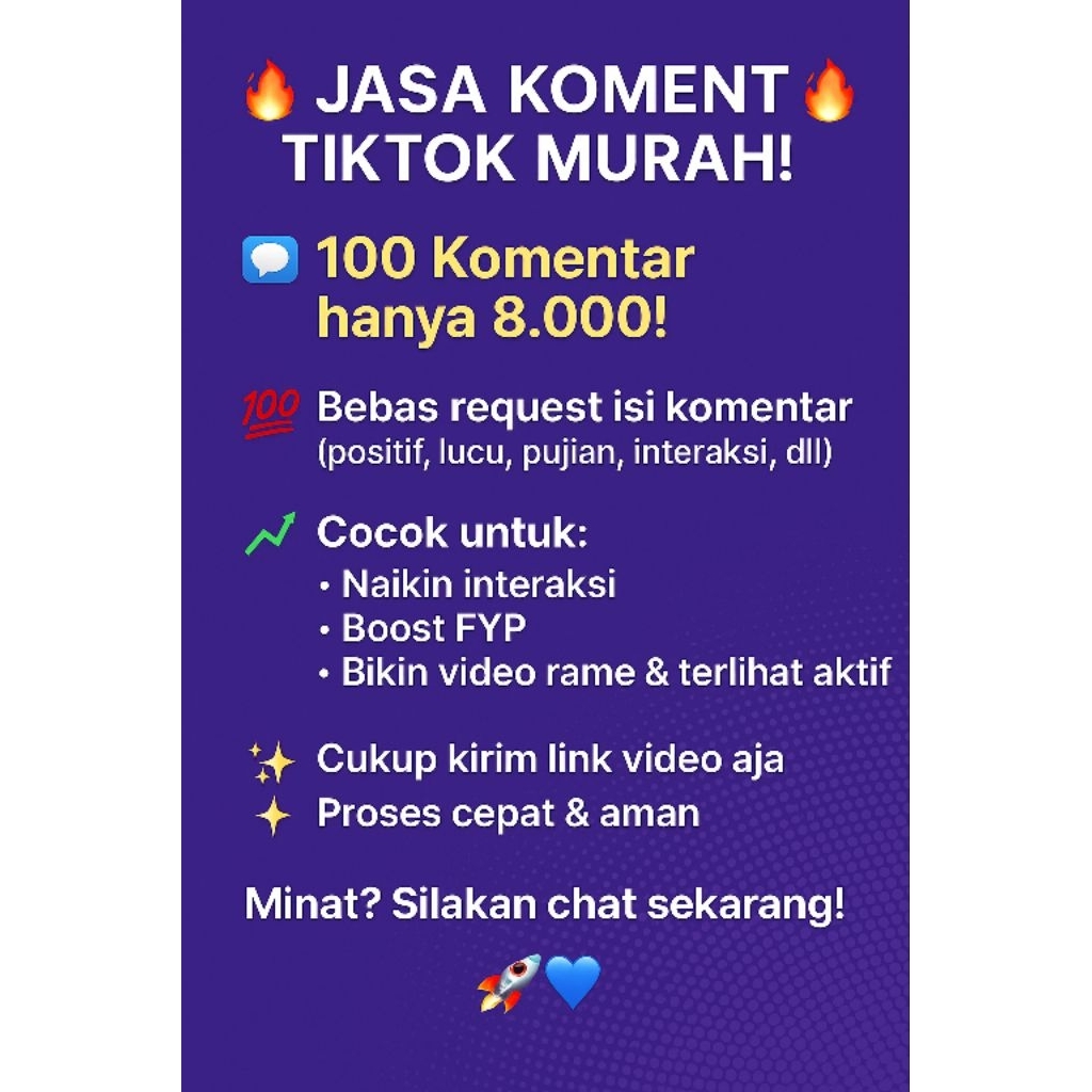 KOMENTAR TIKTOK MURAH PROSES CEPAT