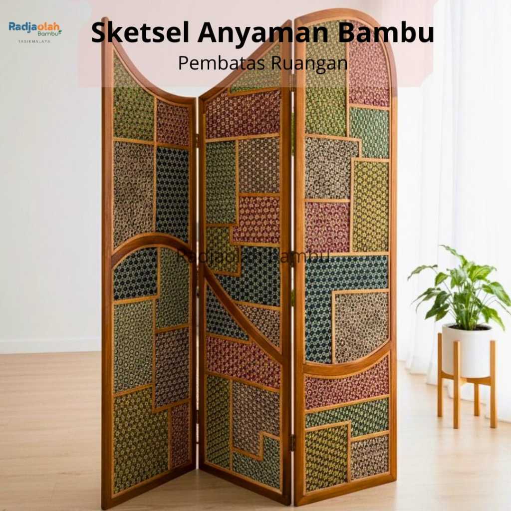 (FREE PACKING KAYU) Sketsel Pembatas Ruangan / Pembatas Ruangan - Partisi Ruangan ANYAMAN BAMBU (SAT