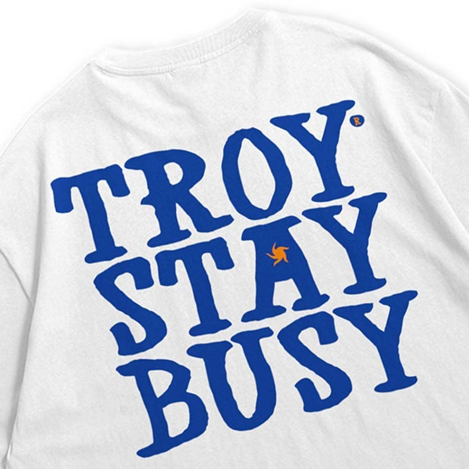 Troy Company Oversize Tshirt White Tre Righe - Kaos Oversize Putih Lengan Pendek OVD 2558