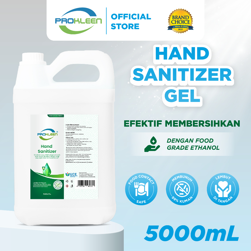 PROKLEEN Hand Sanitizer GEL 70% Food Grade Antiseptic Antiseptik 5L
