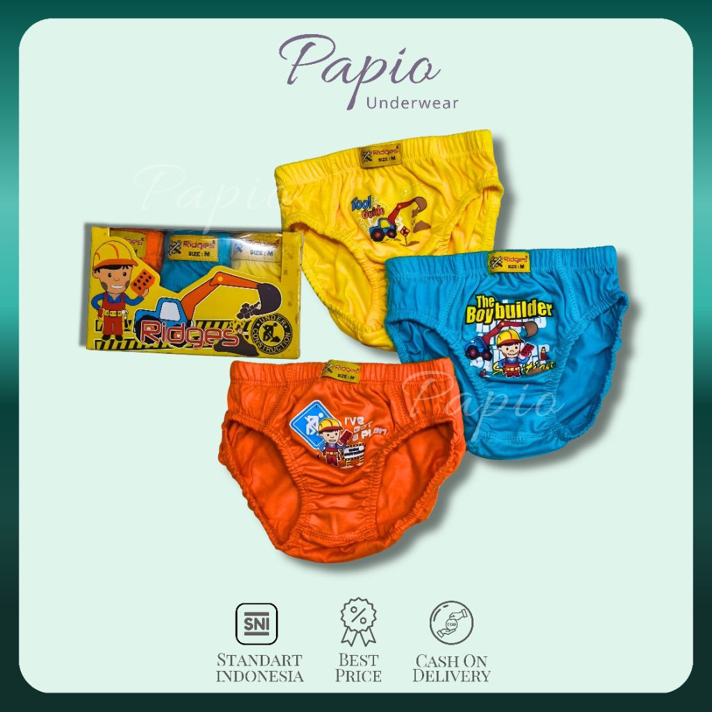 Papio - [3 PCS] Celana dalam anak cowok laki-laki RIDGES