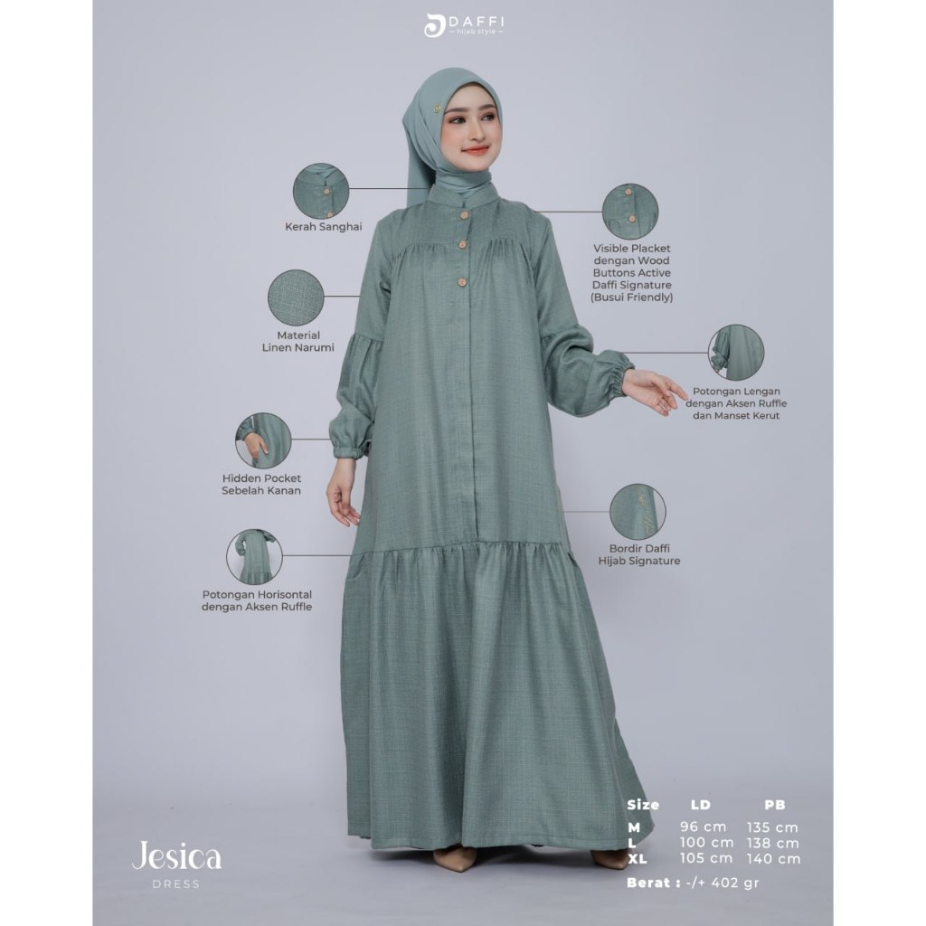 Dress Daffi Jesica Series dress gamis busui friendly wudhu friendly ORI Daffi