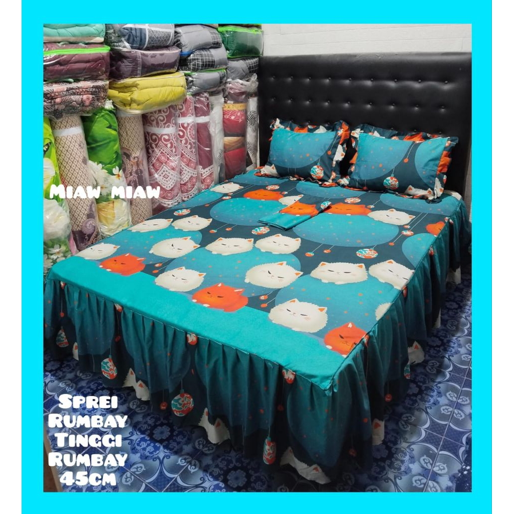 sprei rumbai homemade murah motif karakter miaw new
