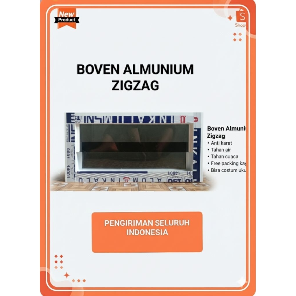 jendela Boven  Bovenli kusen almunium kaca zigzag