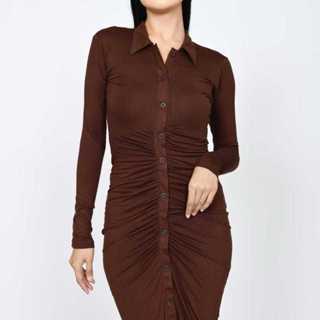 Fayanna Wrinkle Dress / Dress Kerut Kancing Aktif