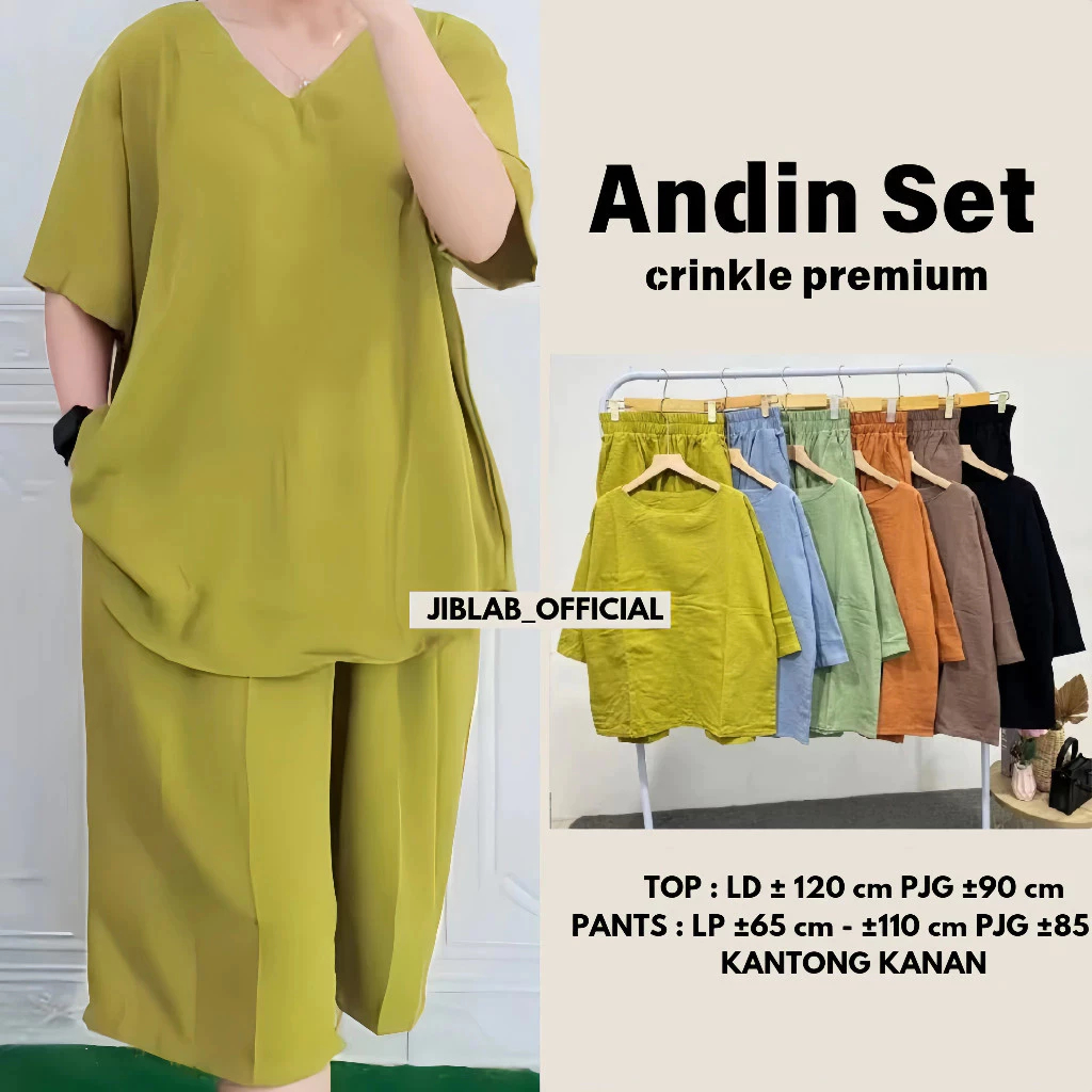 Setelan Wanita Andin Bahan Crinkle Airflow | Baju Wanita Kekinian