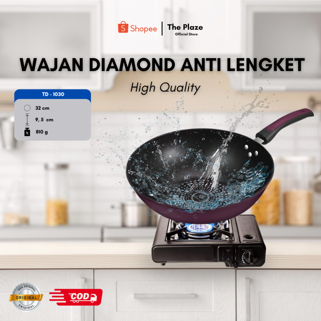 WAJAN DIAMOND WOK PAN / WAJAN ANTI LENGKET / SERBAGUNA / UKURAN 32CM