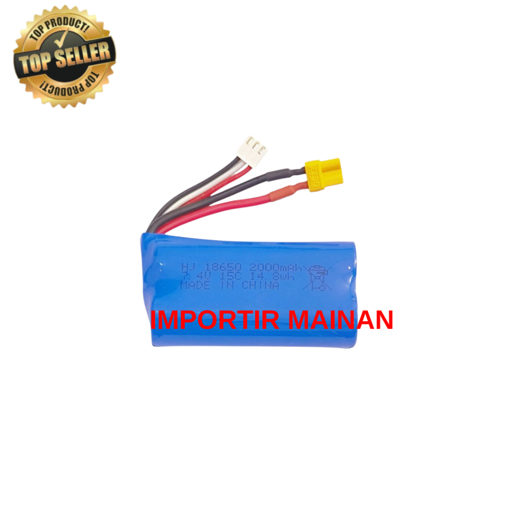 baterai rc li-ion 18650 7.4V 2000mAH XT30 untuk rc excavator HUINA 1580 1594 baterai rc lion