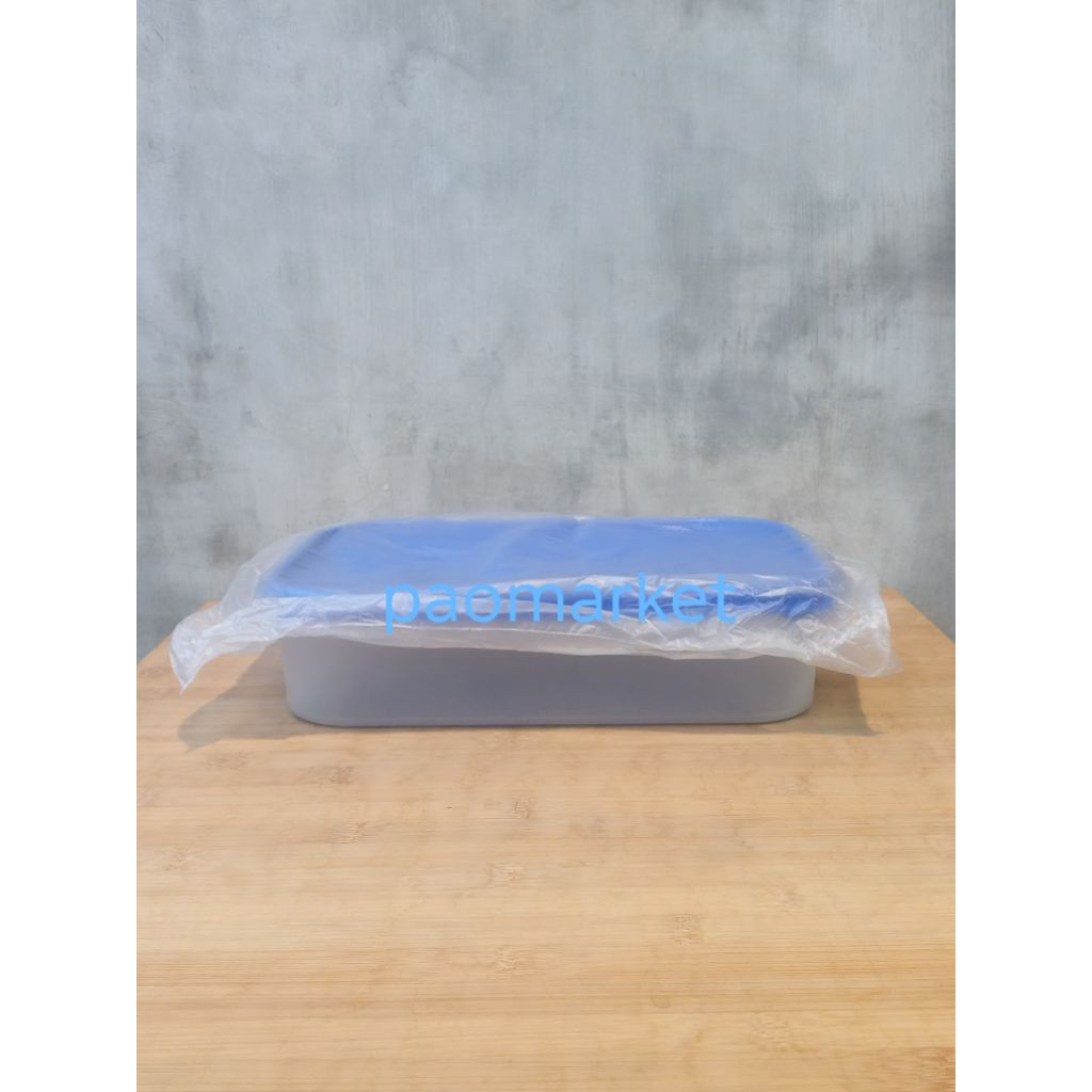 tupperware modular mates rectangular 1 - kapasitas 2 liter - warna tutup biru , warna base bening - 