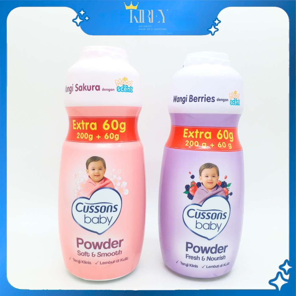 Cussons Baby Powder 200g Extra 60g - Bedak Bayi Wangi Sakura / Berries