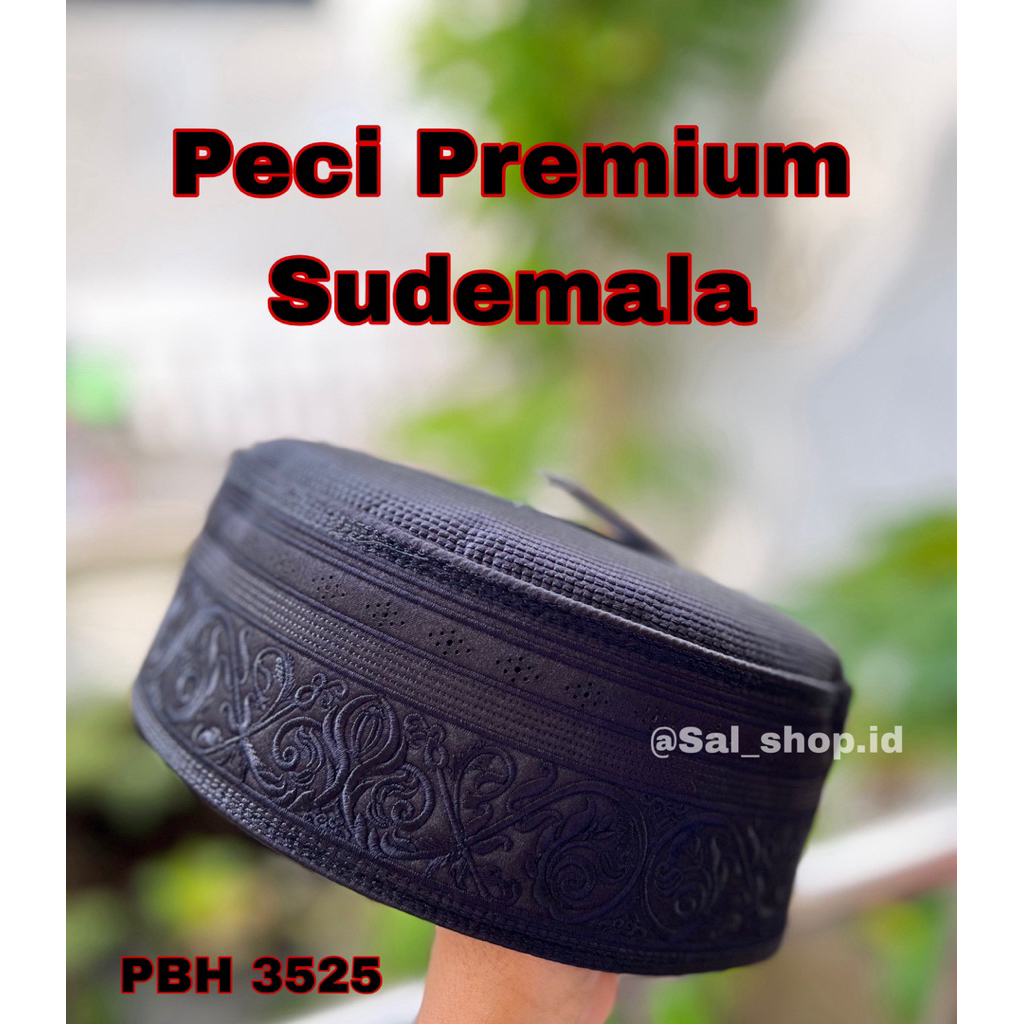 Peci Haji Hitam Premium Sudemala PBH 3525/  Songkok Hitam Bordir / Peci Sholat Pria