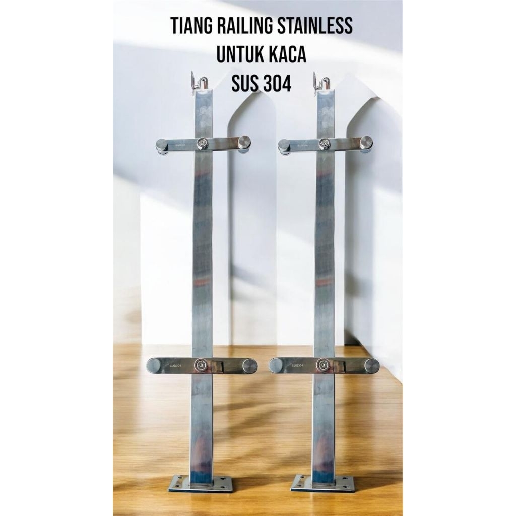 TIANG RAILING TANGGA KACA / RAILING TANGGA STAINLESS / TIANG PAGAR TANGGA / RAILING KACA SS 304 TEBA