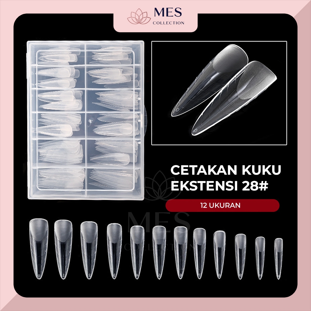 120 Buah Cetakan Kuku Ekstensi Kristal Nail Art Fake Nails Tips Bahan Akrilik dengan Cetakan Bentuk 