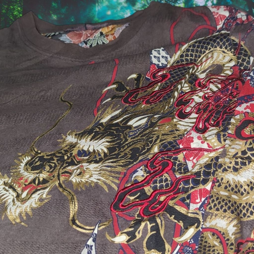 SUKAJAN GOLD DRAGON FLAME BORDIR LUXURY LONGSLEEVE (RARE COLLECTION)